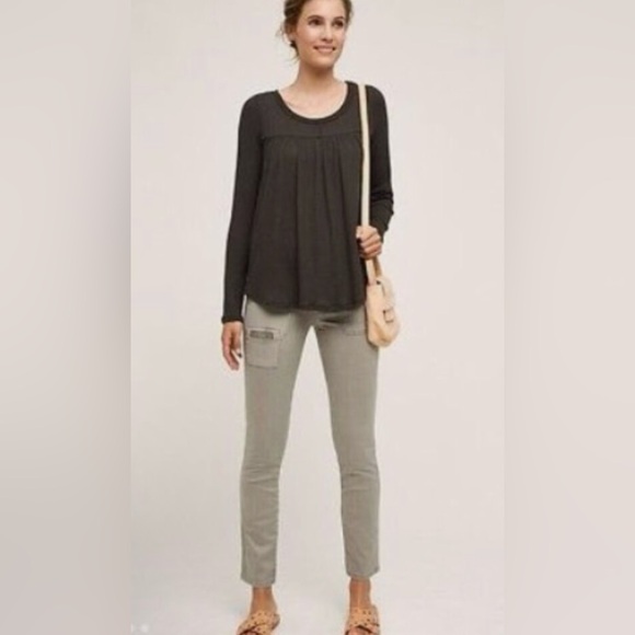 ANTHROPOLOGIE HEI HEI GREY STRETCH COTTON SLIM FIT UTILITY CARGO PANTS SZ 26 - Picture 2 of 9